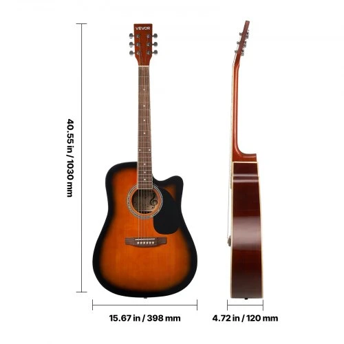 VEVOR Akustinė gitara 41 col., sunburst, FG068C-41SB