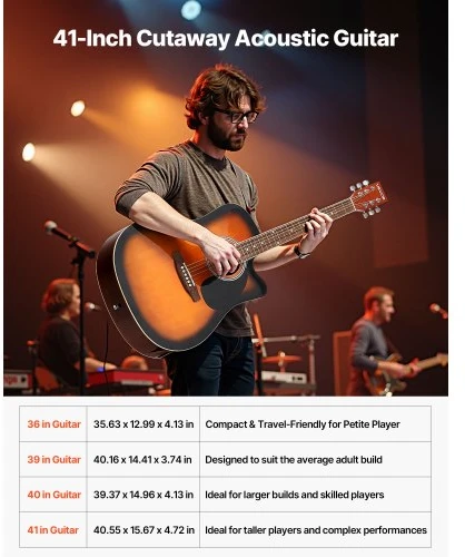 VEVOR Akustinė gitara 41 col., sunburst, FG068C-41SB