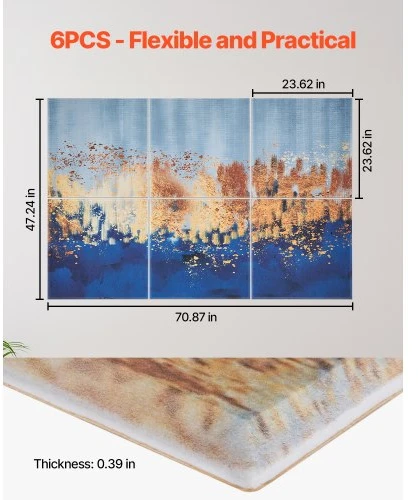 Koduva VEVOR akustinės plokštės, 6 vnt., 600 x 600 x 10 mm, pastelinės