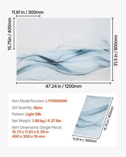 Koduva VEVOR akustinės sienų plokštės, 47,24 x 23,62 x 0,4 col., savaime lipnios, „Simplicity“