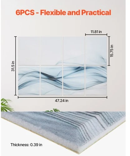 Koduva VEVOR akustinės sienų plokštės, 47,24 x 23,62 x 0,4 col., savaime lipnios, „Simplicity“