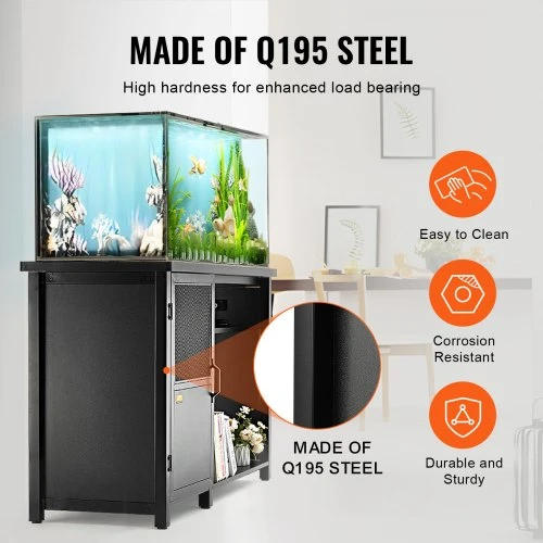 Koduva VEVOR akvariumo stovas, 75 gal. žuvų akvariumui, 52 x 19,7 x 32,3 col., su spinta, juodas