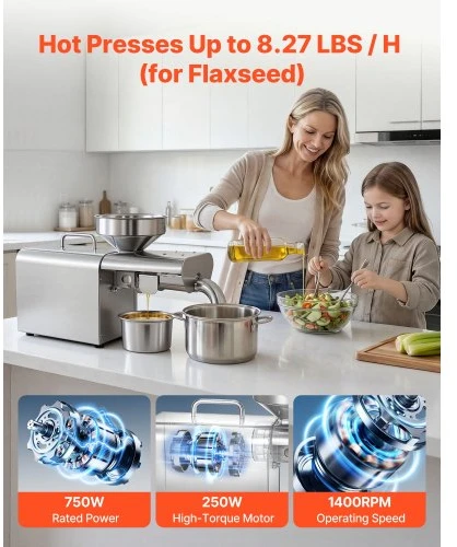 VEVOR Aliejaus presas 3,75 kg/h, 750 W, 50–300 °C, 250w-888A
