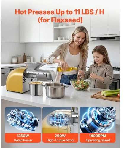 VEVOR Aliejaus presas WF-J168, 5kg/h, 1250 W