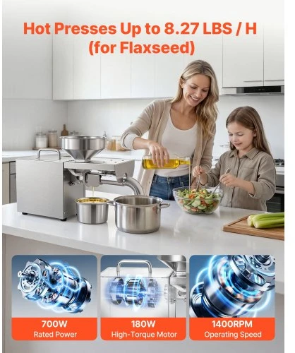 VEVOR Aliejaus spaudimo aparatas, 700 W, 3,75 kg/h, 230 °C, modelis 150W-888A
