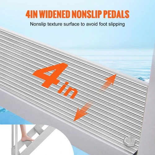 VEVOR Aliumininės prieplaukos kopėčios, reguliuojamas aukštis 109,2-129,5 cm, 6 pakopos