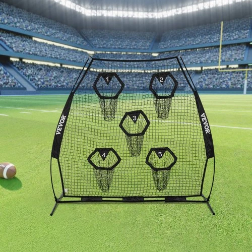 VEVOR Amerikietiško futbolo treniruočių metimo tinklas, 2133.6 x 2133.6 mm, su 5 taikinio kišenėmis