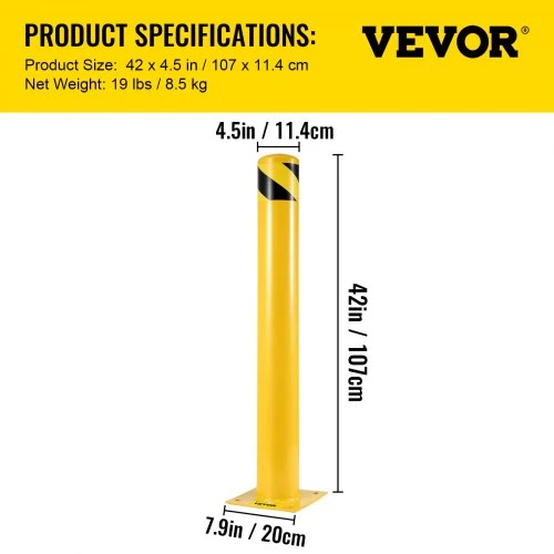 VEVOR Apsauginis stulpelis 107 cm, 11,4 cm skersmens, geltonas