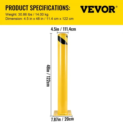 VEVOR Apsauginis stulpelis, 122 cm aukščio, 11,4 cm skersmens, plieno