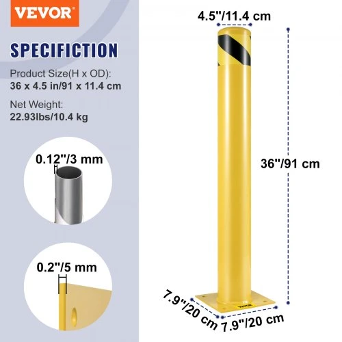 VEVOR Apsauginis stulpelis, 91 cm, 11,4 cm skersmens, plieno