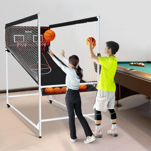 VEVOR Arcade krepšinio žaidimas, 2 žaidėjų vidaus žaidimas, dvigubas metimas, 5 kamuoliai, 8 režimai, elektroninė skaičiuoklė