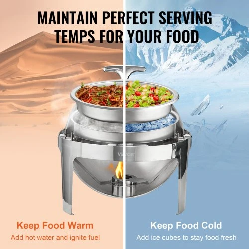 VEVOR Atverčiamas „chafing dish“ komplektas, 6 qt, 2 vnt., nerūdijančio plieno