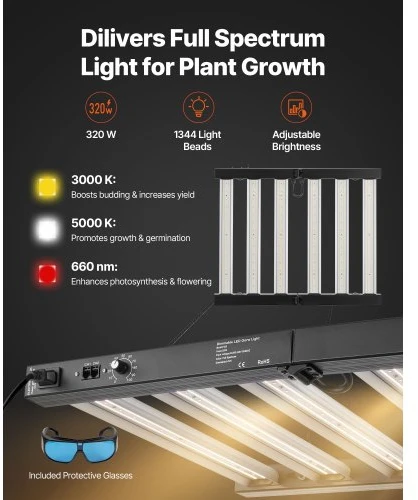 Koduva VEVOR auginimo palapinės rinkinys, 100 x 100 x 200 cm, su pilno spektro LED augimo šviesa ir vėdinimo sistema