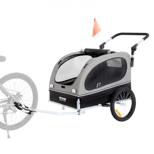 VEVOR Augintinio dviračio priekaba ir vežimėlis TS810, juoda/pilka, iki 40 kg