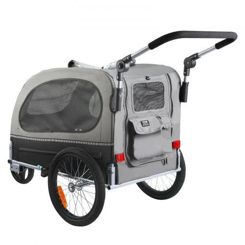 VEVOR Augintinio dviračio priekaba ir vežimėlis TS810, juoda/pilka, iki 40 kg