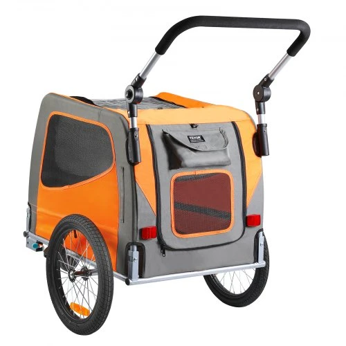 Koduva VEVOR augintinio dviračio priekaba-vežimėlis TS806, plienas, oranžinė/pilka, iki 30 kg