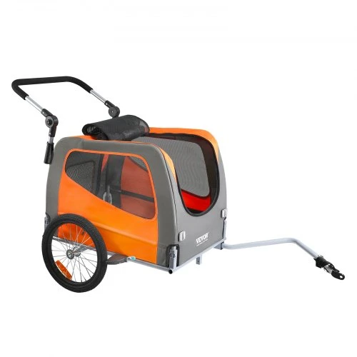 Koduva VEVOR augintinio dviračio priekaba-vežimėlis TS806, plienas, oranžinė/pilka, iki 30 kg