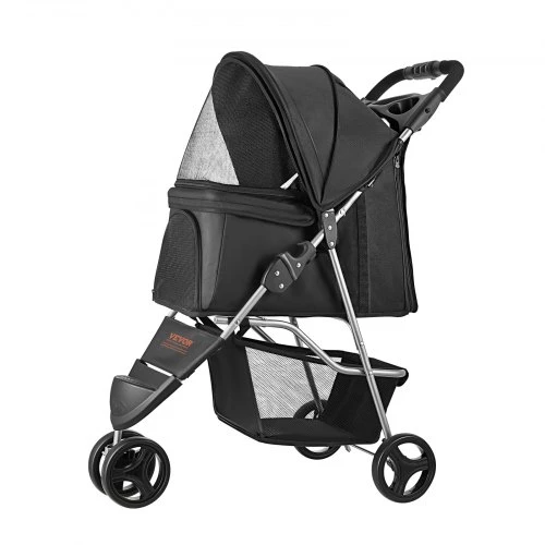 VEVOR Augintinio vežimėlis, 16 kg, sulankstomas, 3 ratų, su tinklelio langais ir puodelių laikikliais