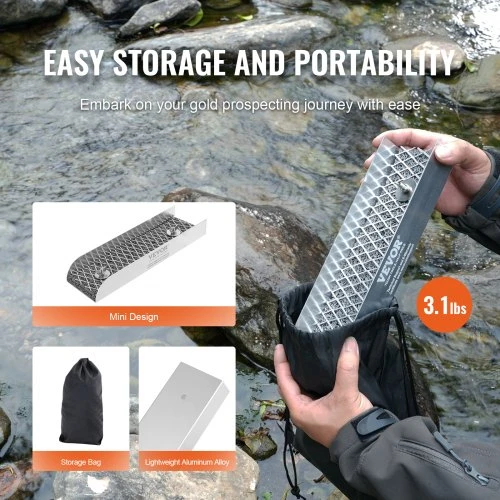 VEVOR Aukso plovimo rinkinys su mini sluice dėže, 12" aliumininė aukso gavybos įranga, 16 dalių