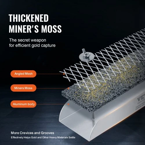 VEVOR Aukso plovimo rinkinys su mini sluice dėže, 12" aliumininė aukso gavybos įranga, 16 dalių