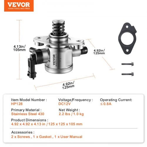 VEVOR Aukšto slėgio kuro siurblys su tarpine ir varžtais, skirtas Buick, Chevrolet ir GMC 2,4 l L4