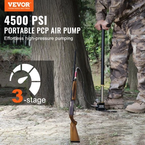 Koduva VEVOR aukšto slėgio rankinė pompa 3 pakopų, 30 MPa, nerūdijančio plieno, su manometru ir alyvos-drėgmės filtru