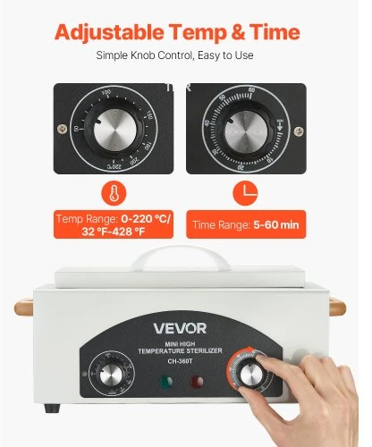 VEVOR Aukštos temperatūros įrankių valymo spinta KH-360T, 2 l, 300 W, 0–220 °C