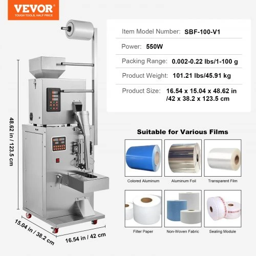 VEVOR Automatinė dalelių pakavimo mašina, 1–100 g