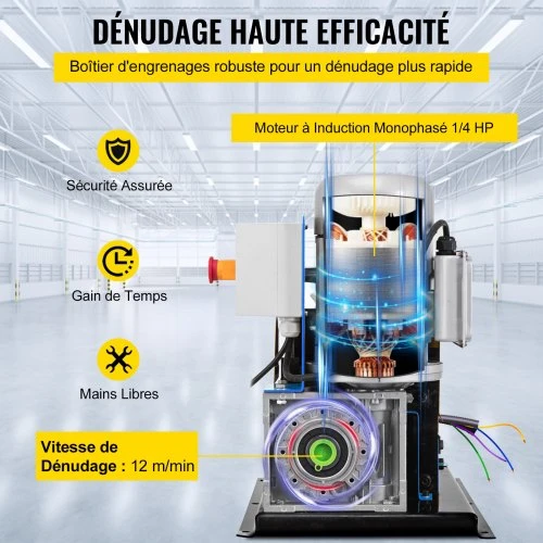 Koduva VEVOR automatinė laidų izoliacijos nuėmimo mašina 1,5–38 mm, 370 W, 10 peilių