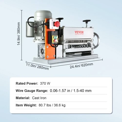 Koduva VEVOR automatinė laidų nuėmimo mašina, 1,5–40 mm, 370 W, su rankine rankenėle