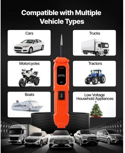 VEVOR Automobilinis grandinės testeris 6–36 V DC, su apšvietimu, 4 m kabeliu