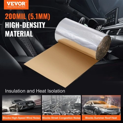 VEVOR Automobilio garso izoliacinis kilimėlis, 200 mil, 3,3 m², šilumos barjeras