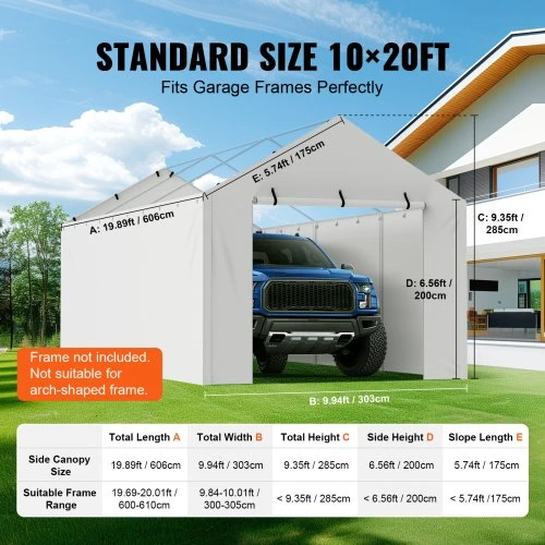 Koduva VEVOR automobilio pastogės šoninės sienos pakaitinis uždangalas, 600 x 300 cm, baltas
