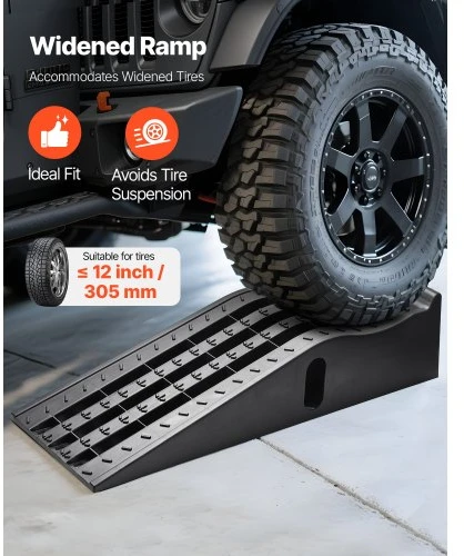 VEVOR Automobilio rampos, 2 vnt., 5897 kg GVW, 155 mm pakėlimo aukštis, portatyvios aukšto profilio aptarnavimo rampos