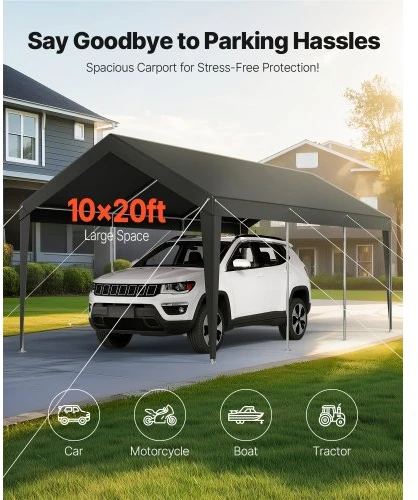 Koduva VEVOR automobilio stoginė, 10 x 20 FT, pilka
