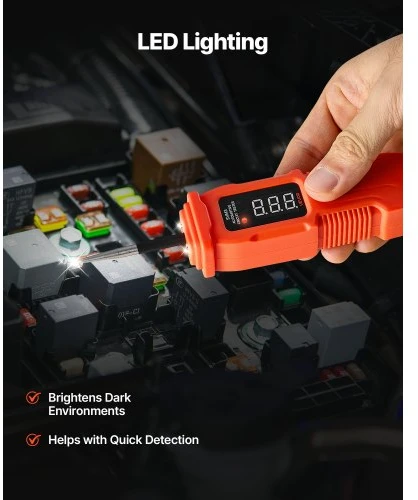 VEVOR Automobilių grandinės testeris, 3–72 V DC, su LED ekranu ir apšvietimu, 3,5 m kabelis