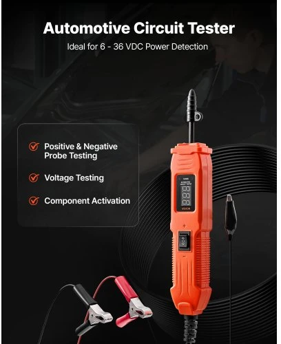 VEVOR Automobilių grandinės testeris, 6–36 DCV, su LED ekranu ir apšvietimu, 13 ft / 4 m kabelis, ABS korpusas
