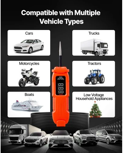 VEVOR Automobilių grandinės testeris, 3–72 V DC, su LED ekranu ir apšvietimu, 3,5 m kabelis