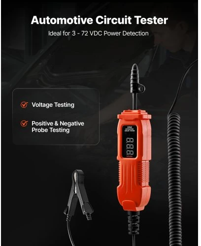 VEVOR Automobilių grandinės testeris, 3–72 V DC, su LED ekranu ir apšvietimu, 3,5 m kabelis
