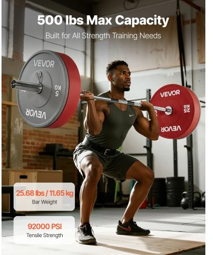 VEVOR Barbell bar OB-72, chromuotas, 183 cm, 500 lbs