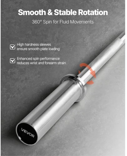 VEVOR Barbell bar OB-72, chromuotas, 183 cm, 500 lbs