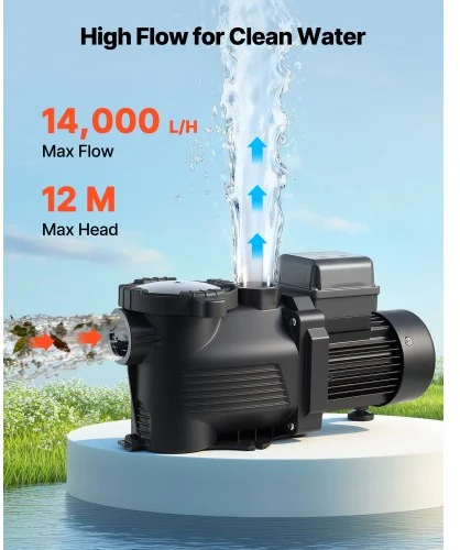 Koduva VEVOR baseino siurblys, 550 W, 14 000 l/val., vieno greičio, su 24 val. laikmačiu