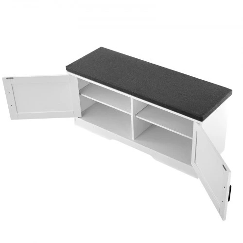 VEVOR Batų laikymo suoliukas, 1000 x 355 x 460 mm, su paminkštinta sėdyne, 2 „barn“ durelėmis ir reguliuojama lentyna, baltas ir juodas
