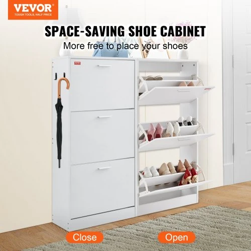 Koduva VEVOR batų spintelė su 3 atverčiamais stalčiais, HZS003, 60 x 23,7 x 120 cm