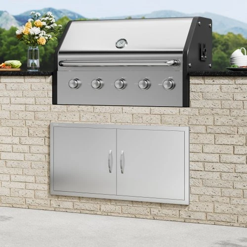 VEVOR BBQ prieigos durelės, 1067 x 534 mm dvigubos lauko virtuvės durelės, nerūdijančio plieno įleidžiamos