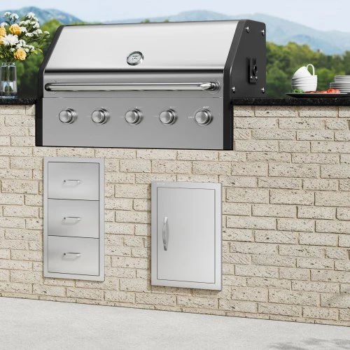 Koduva VEVOR BBQ prieigos durelės 355x508 mm, nerūdijančio plieno, įleidžiamos, su rankena