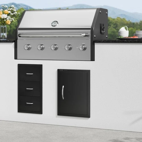 VEVOR BBQ prieigos durelės, 415 x 570 mm, vienos, įleidžiamos, juodos