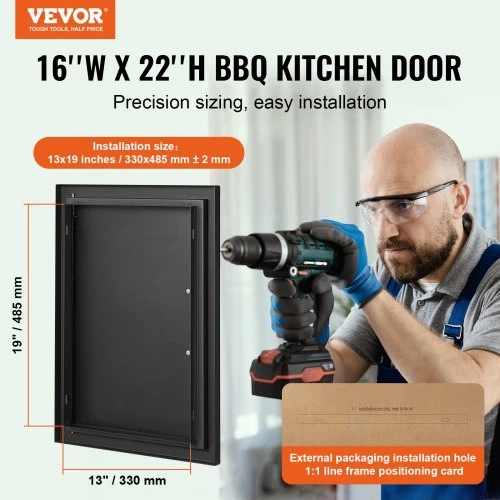 VEVOR BBQ prieigos durelės, 415 x 570 mm, vienos, įleidžiamos, juodos