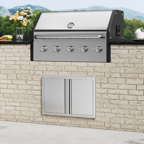 Koduva VEVOR BBQ prieigos durelės, 710x482 mm dvigubos lauko virtuvės durelės, nerūdijančio plieno įleidžiamos durelės