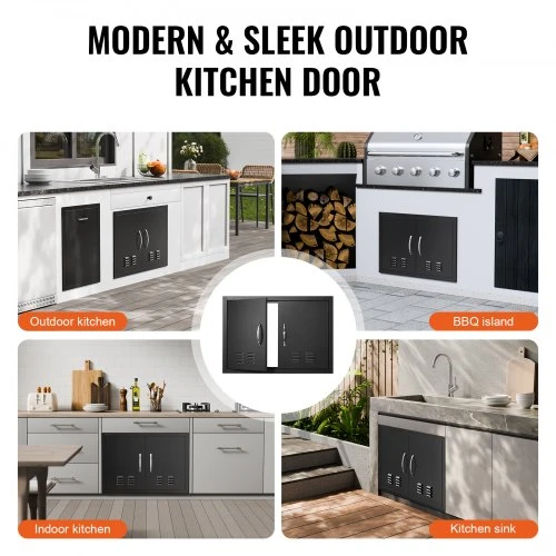VEVOR BBQ prieigos durelės, 762x533 mm dvigubos lauko virtuvės durelės